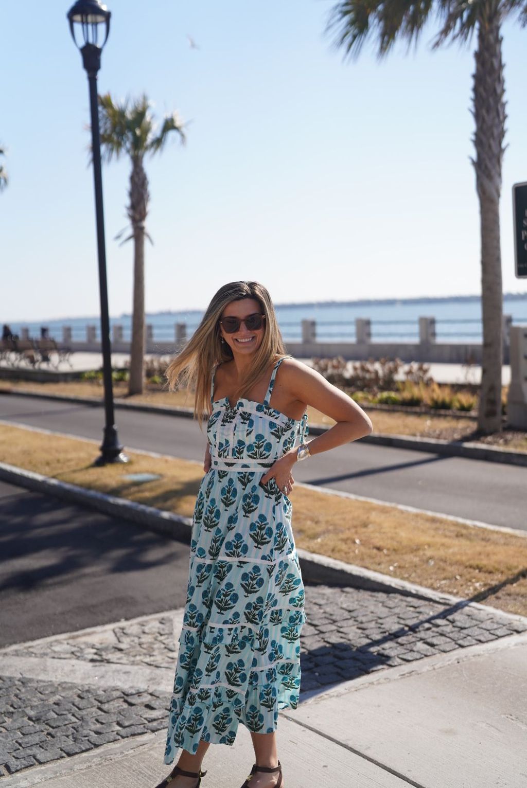 Light Blue and White Striped Milos Ella Maxi