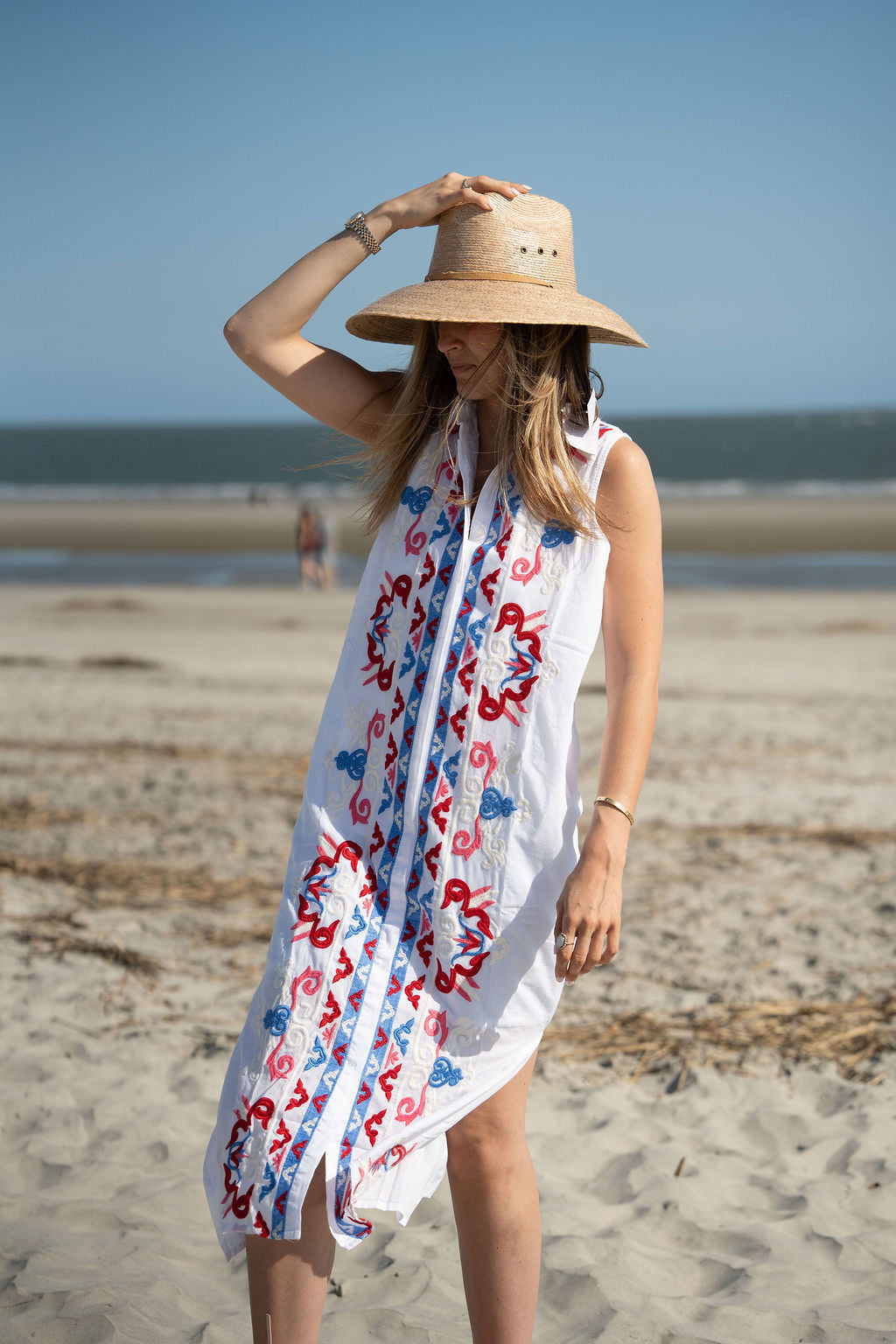 Embroidered Button Down Maxi