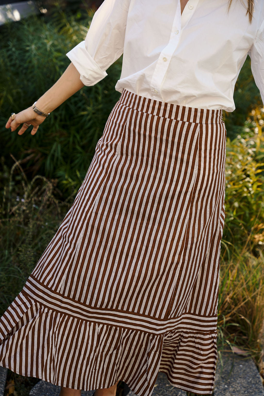 Chocolate Brown Stripe Mary Hope Skirt