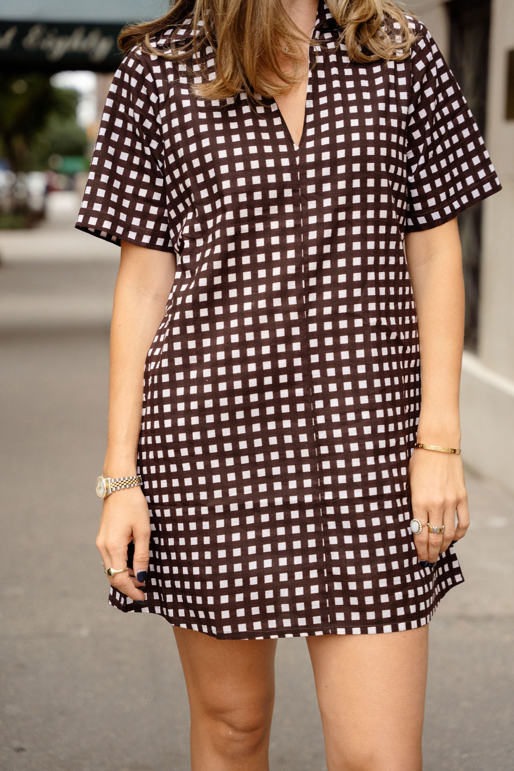 Chocolate Brown Checkered Anna Mini
