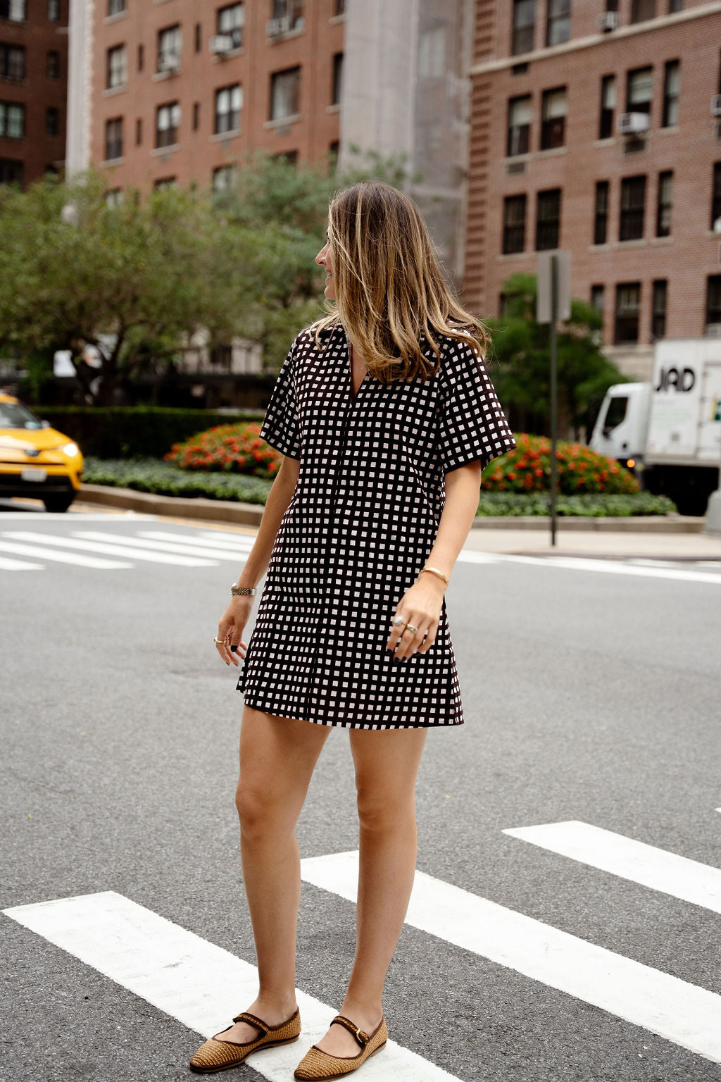Chocolate Brown Checkered Anna Mini