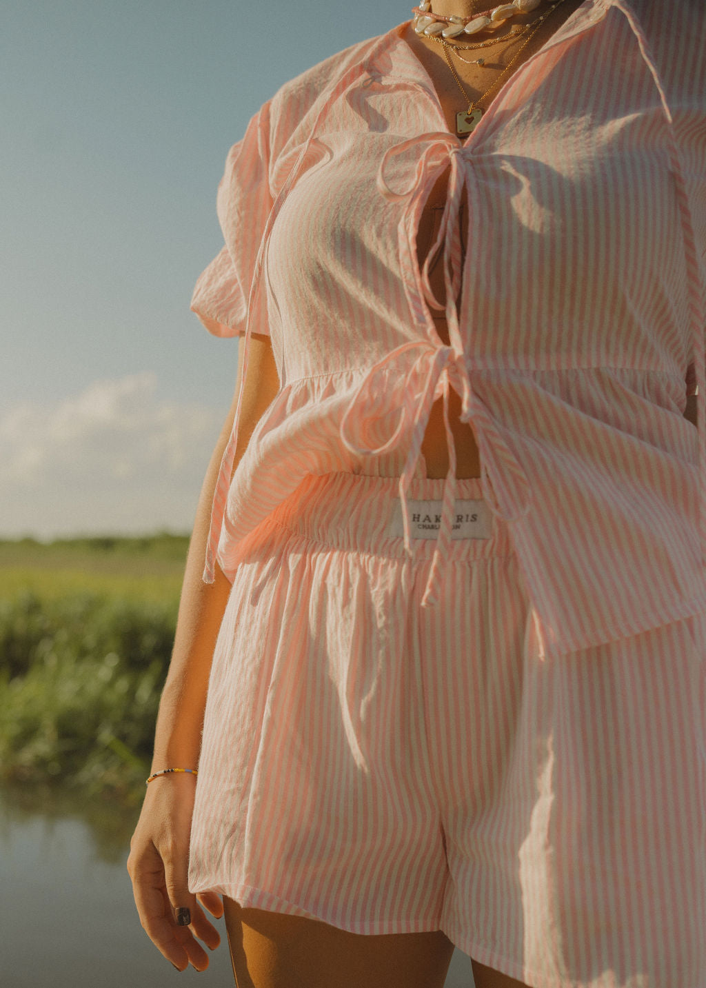 Pink Seersucker Brooke Top