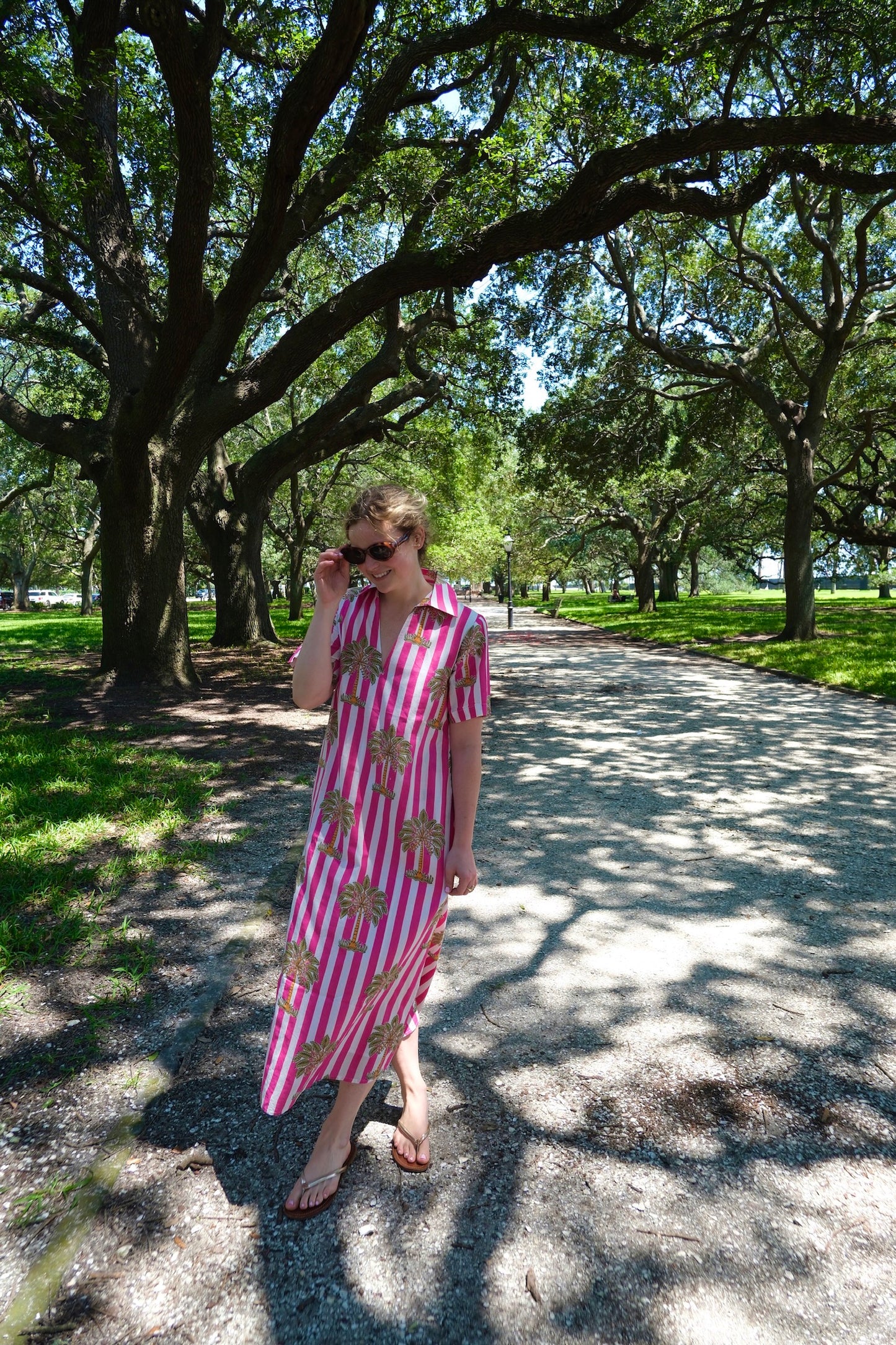 Pink Striped Palm Tree Anna Maxi