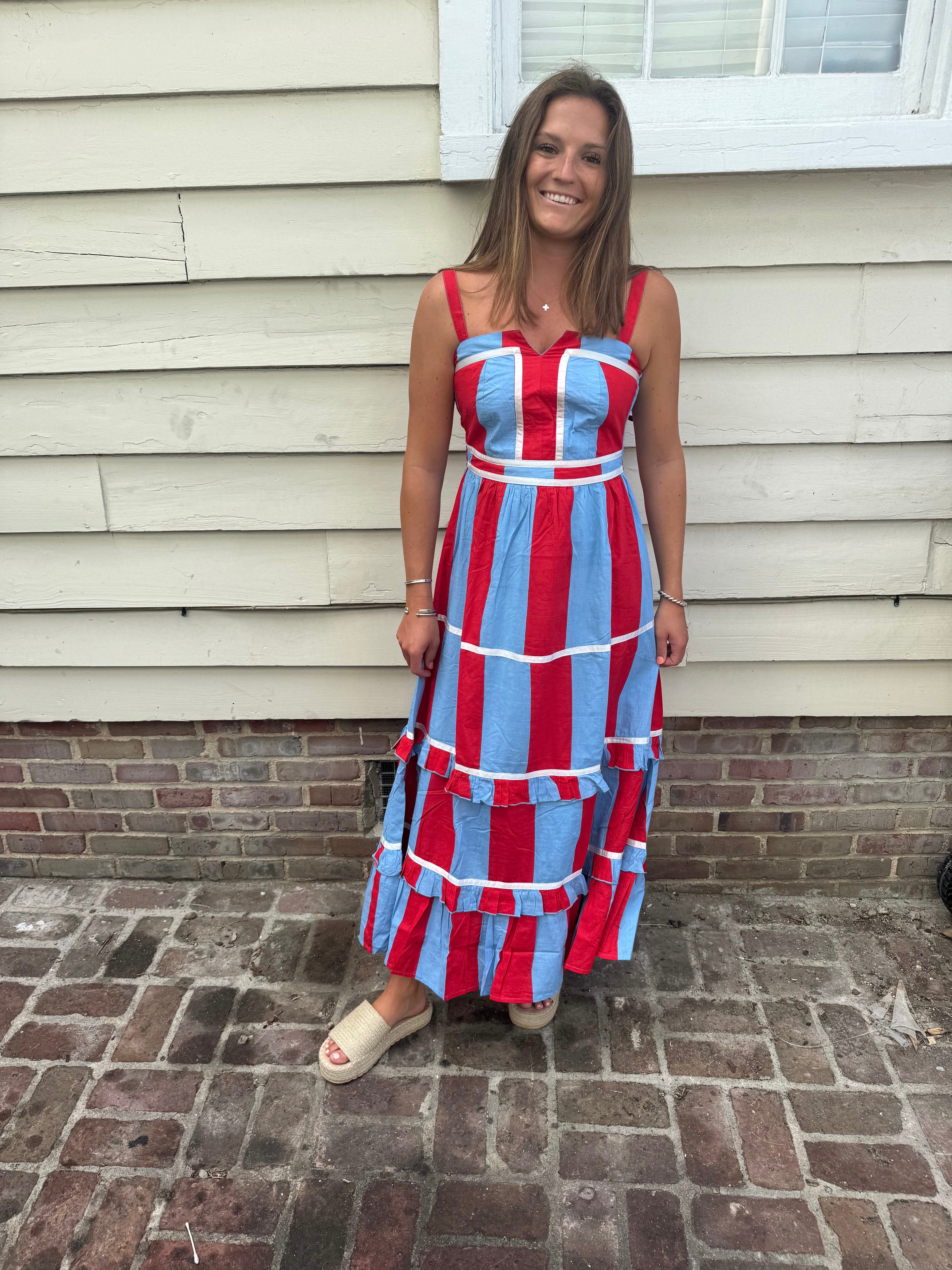 Red and Blue Striped Ella Maxi – chakeris