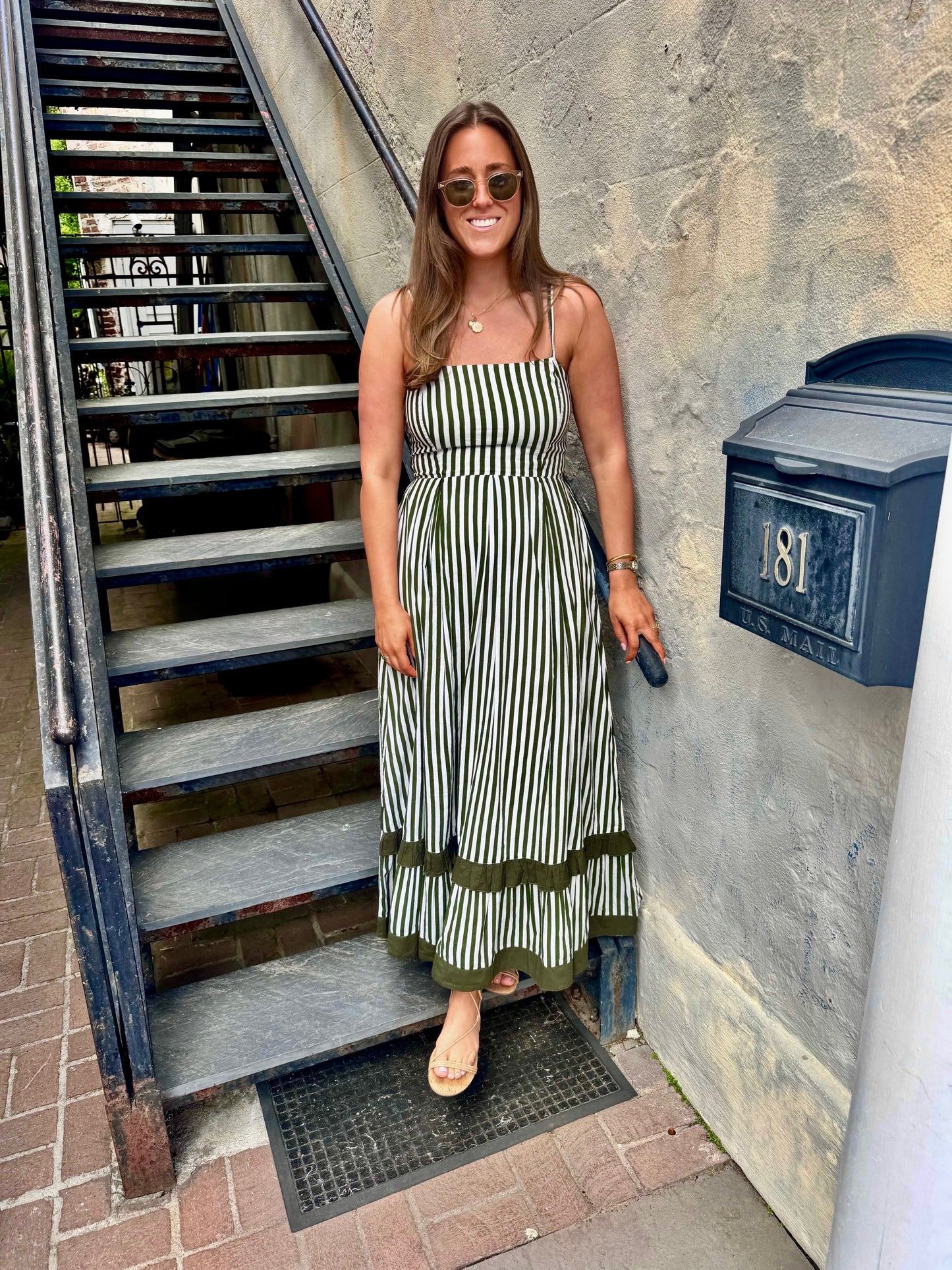 Green Stripe Abigail Maxi