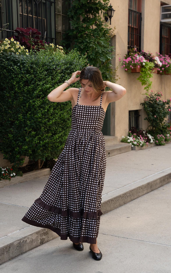 Brown Checkered Abigail Maxi
