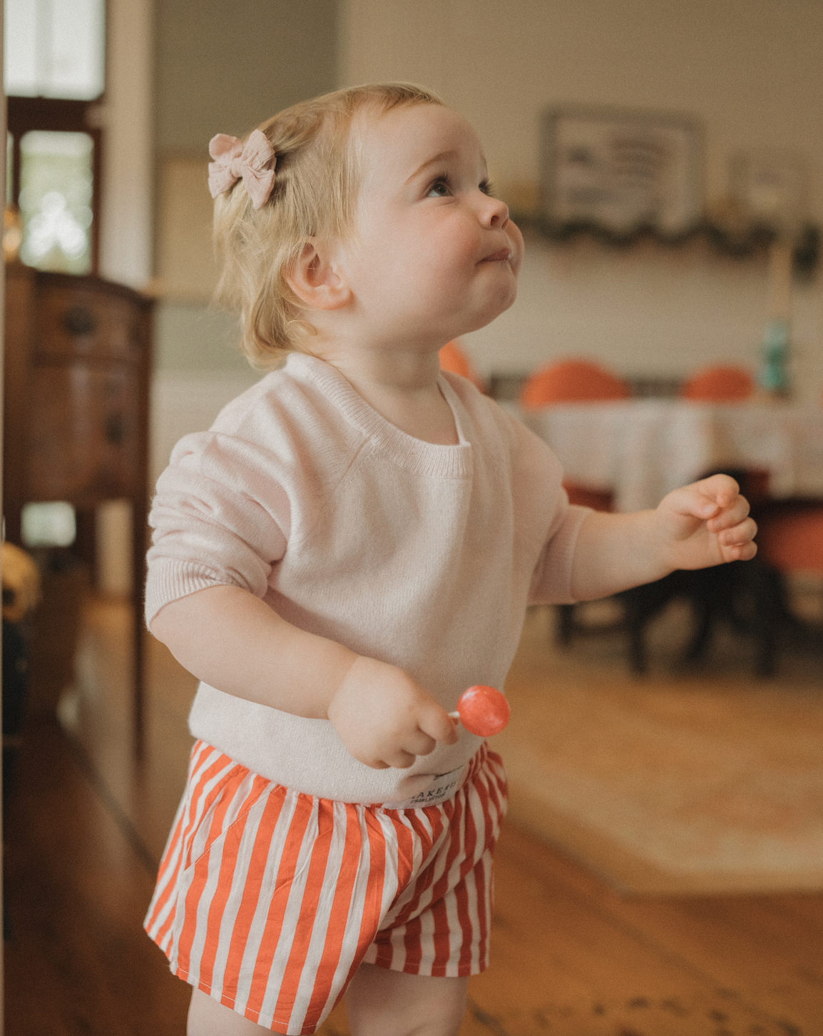 Unisex Red Striped Kids Shorts
