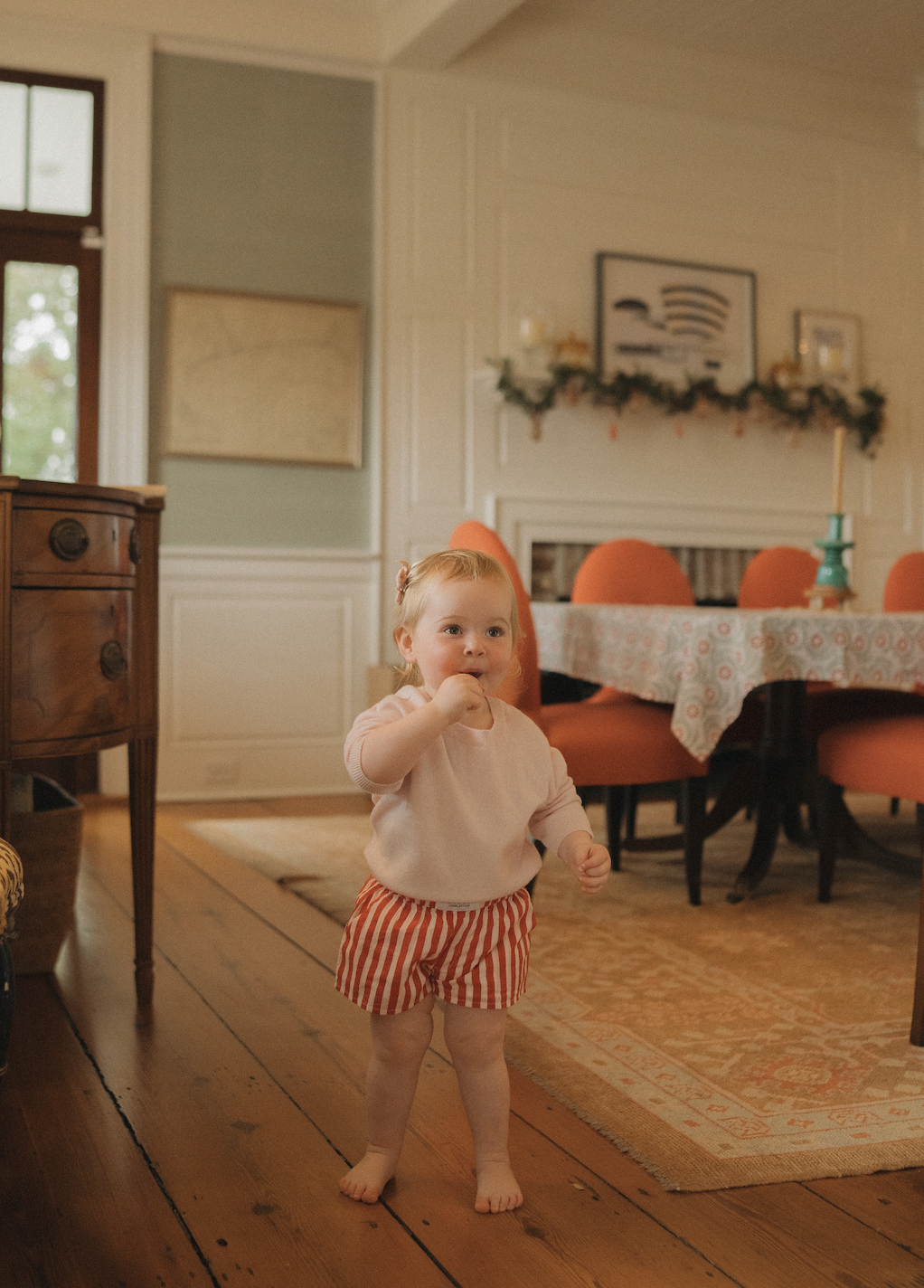 Unisex Red Striped Kids Shorts