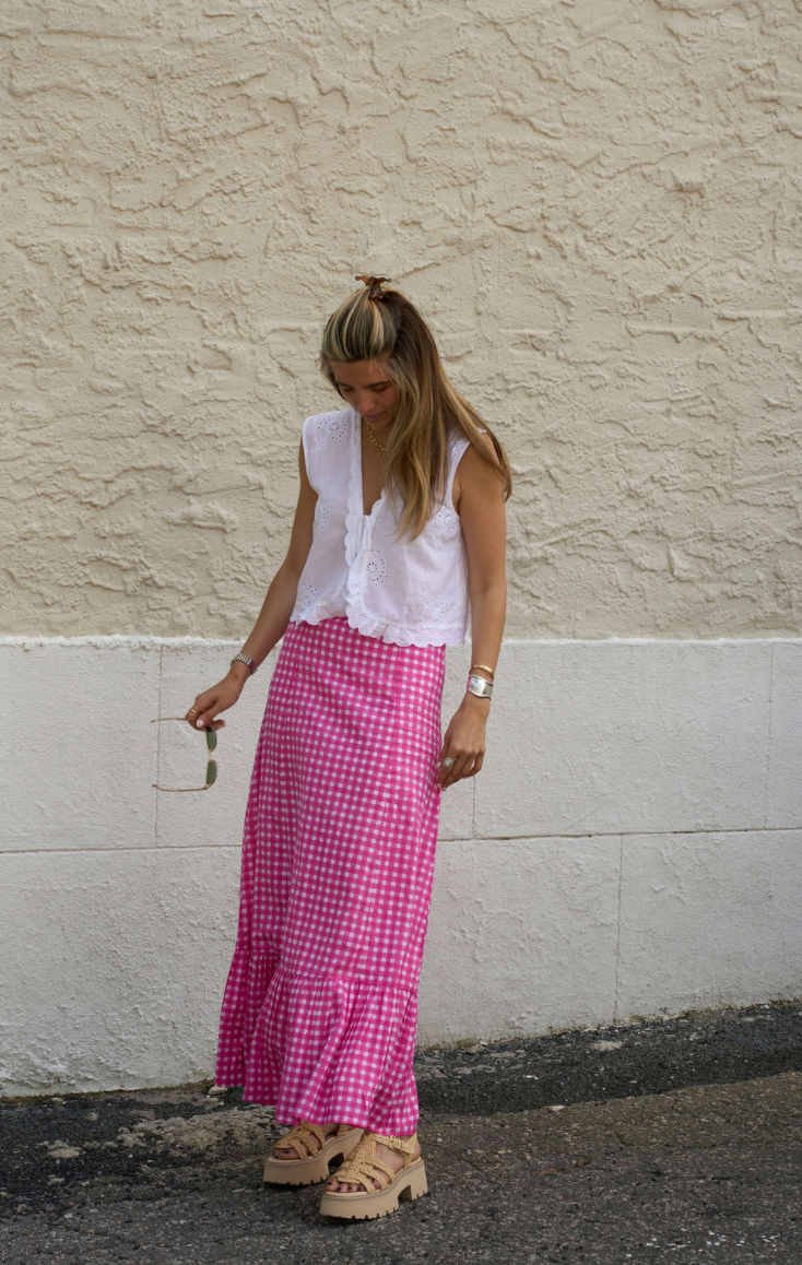 Hot Pink Check Mary Hope Skirt