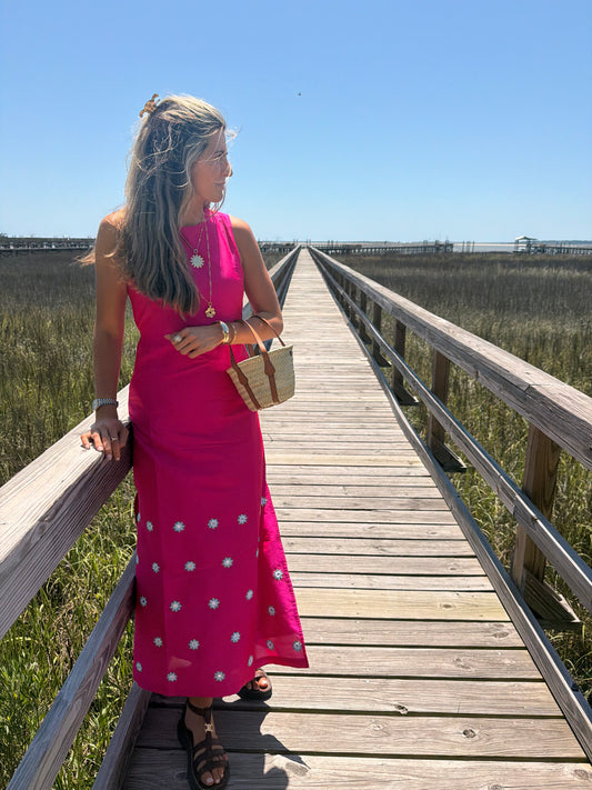 Isabella Silk Hot Pink Mirror Maxi
