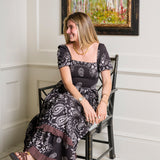 Abigail Cap Sleeve Black Bandanna Maxi