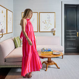 Red and Pink Striped Katherine Maxi