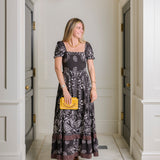 Abigail Cap Sleeve Black Bandanna Maxi