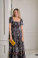 Abigail Cap Sleeve Black Bandanna Maxi