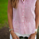 Top Pink & Red Skinny Stripe River