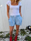 Light Blue and White Striped Shorts