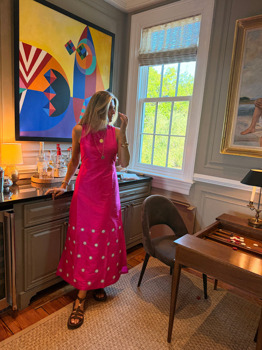 Isabella Silk Hot Pink Mirror Maxi