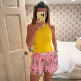 Hot Pink Striped Flower Garden Shorts