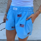 Blue Overdyed Flag Shorts