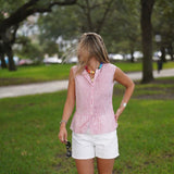 Top Pink & Red Skinny Stripe River