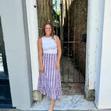 Purple and Pink Floral Stripe Mary Hope Skirt