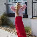 Red Seersucker Carter Top