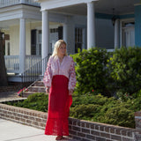 Red Seersucker Carter Top
