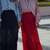 Mary Hope Red Eyelet Skirt