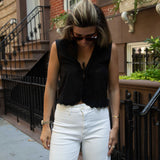 Black Chloe Eyelet Tie Top