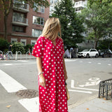 Raspberry Polka Dot Anna Maxi