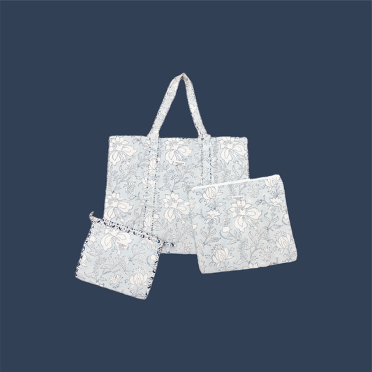 Jessica Light Blue Floral Tote