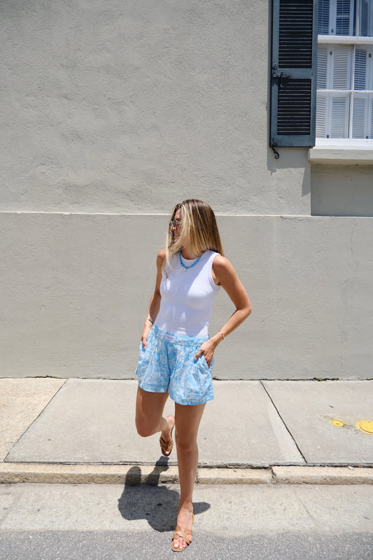 Light Blue Bandanna Shorts