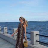 Brown with White Embroidery Isabella Maxi