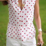 Top White & Red Polka Dot River