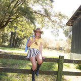 Chocolate Brown and White Striped Shorts