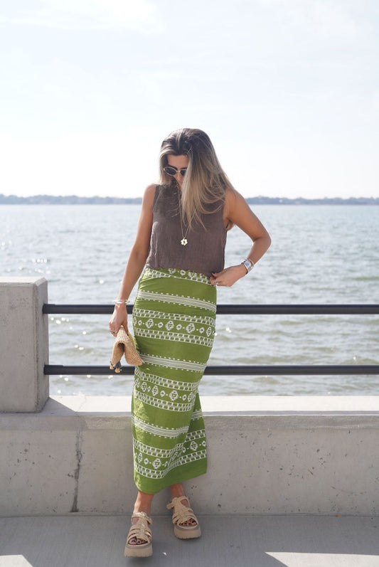 Green Geometric Stripe Sarong