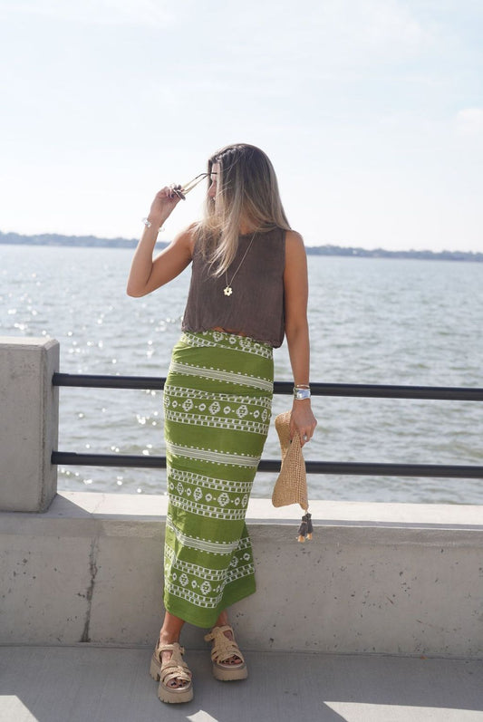 Green Geometric Stripe Sarong