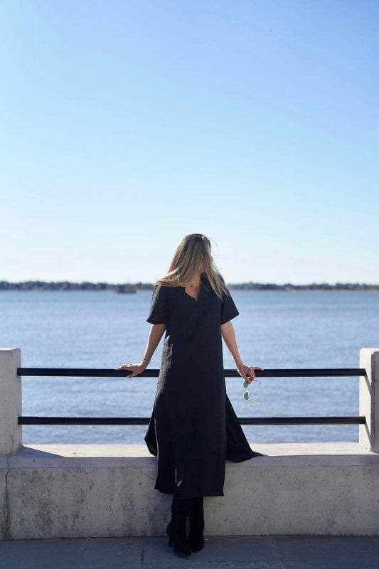 Black Anna Linen Maxi