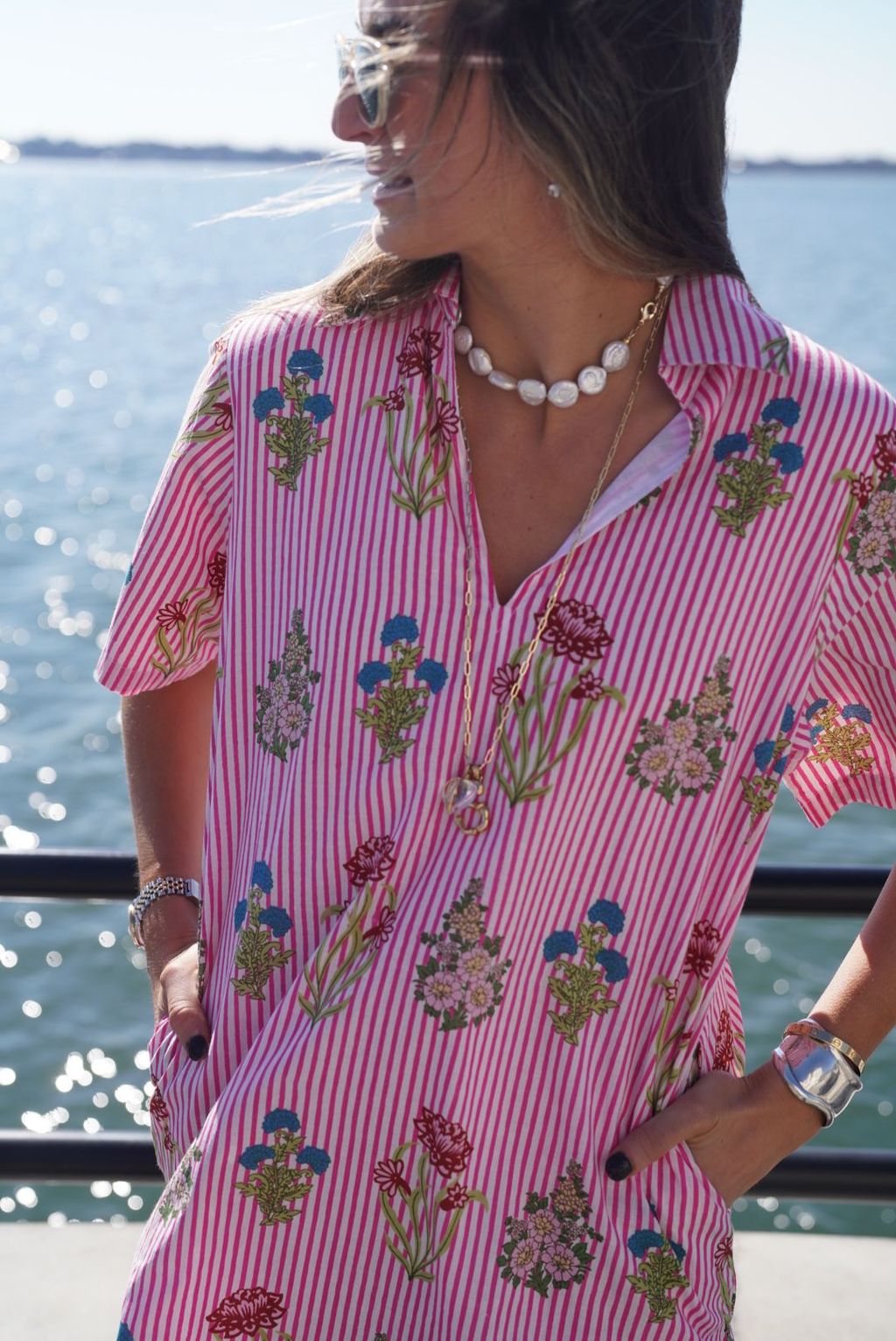 Hot Pink Striped Flower Garden Anna Mini