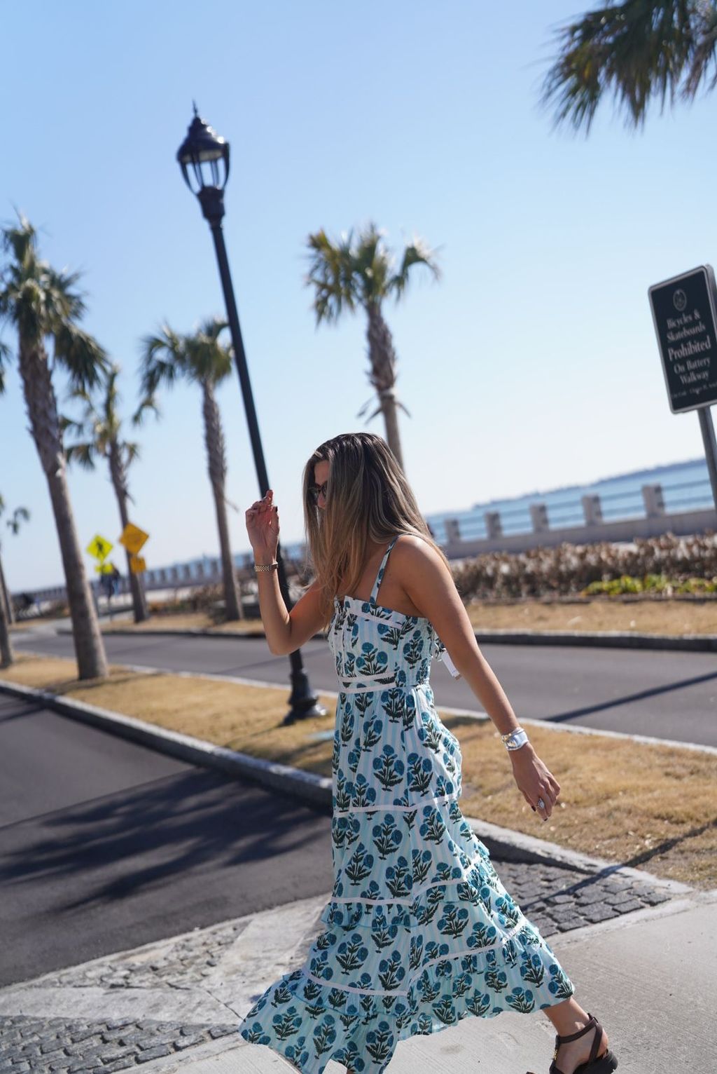 Light Blue and White Striped Milos Ella Maxi