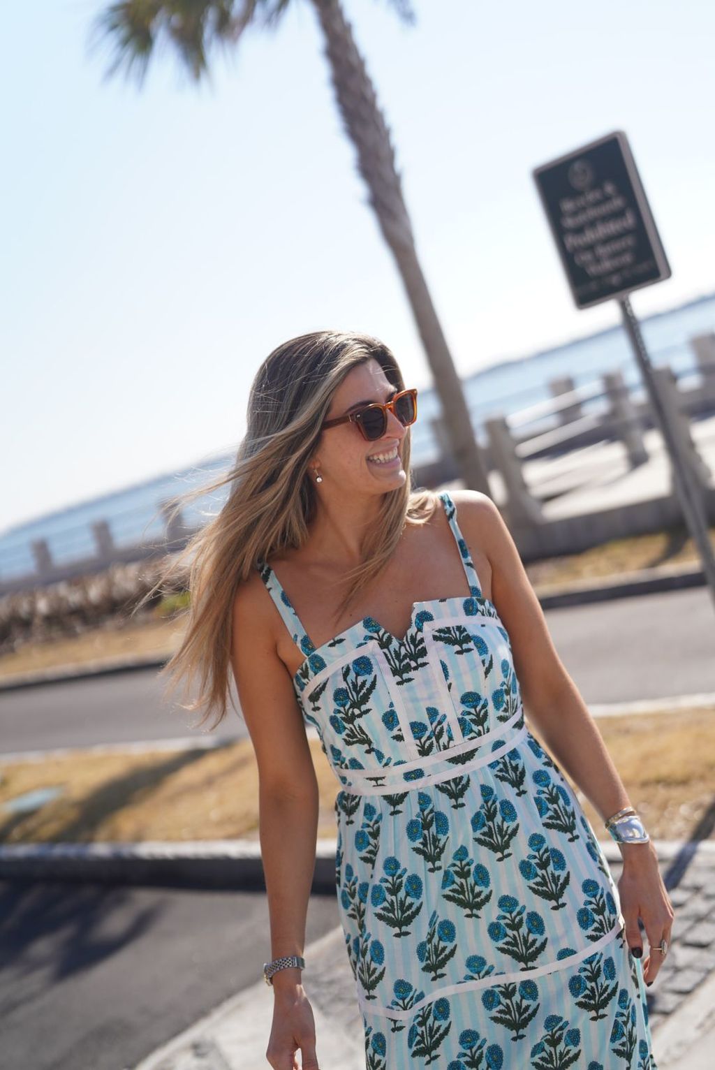 Light Blue and White Striped Milos Ella Maxi