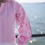 Pink Seersucker Carter Top