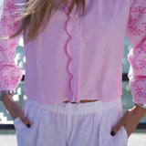 Pink Seersucker Carter Top
