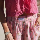 Peach Striped Small Bouquet Shorts