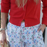 Light Blue Geometric Flower Shorts