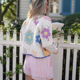 Light Pink and White Striped Shorts