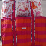 Pink and Orange Striped Tote Bag