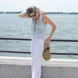 White With Light Blue Polkadots Pant