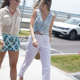 White With Light Blue Polkadots Pant