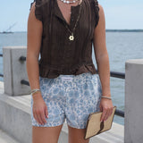 Light Blue Floral Shorts